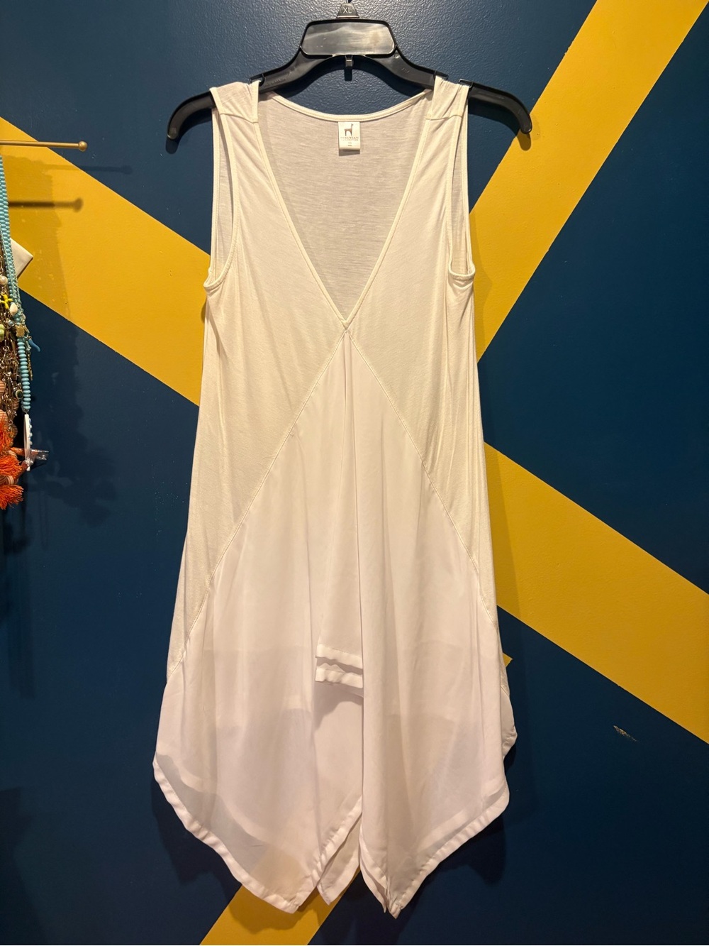 Peruvian Connection White V-Neck Chiffon Blouse NWOT